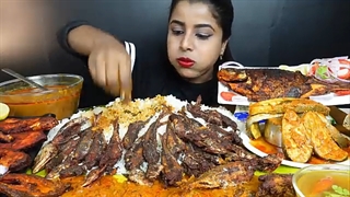 ASMR Eating Spicy Whole Fish Fry,Fish Curry,Dam Fish Fry Masala,Rice Big Bites ASMR Eating Mukbang