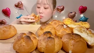 ASMR 焼きシュークリーム Baked Cream Puff【日本語字幕】【咀嚼音/ Mukbang/ Eating Sounds】
