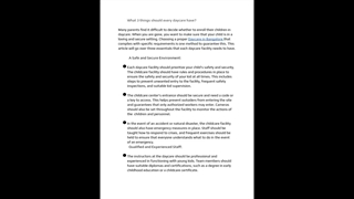 What 3 things should every daycare have?