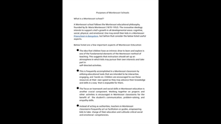 Purposes of Montessori School