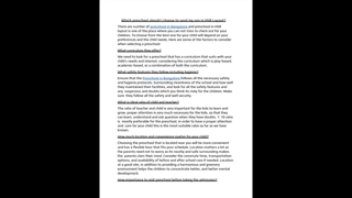 Which preschool should I choose to send my son in HSR Layout