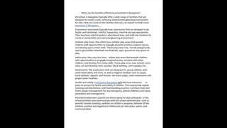 What are the Facilities offered by Preschool in bangalore?