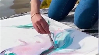 نقاشی چهره صورت و طبیعت زمستانی بر روی تابلو با آنی حامی Ani Hami