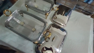 سوفله خوری مستطیلی دسته و پایه طلایی