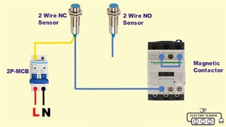 اتصال کنتاکتور مغناطیسی سنسور مجاورت 2 سیم