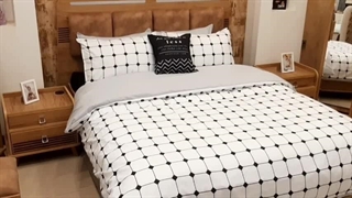 لحاف روتختی اسپرت سفید مشکی چهارخانه – کتان (353)