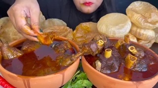 ASMR EATING PURI,MUTTON CURRY,CHICKEN CURRY *SPICY FOOD VIDEOS