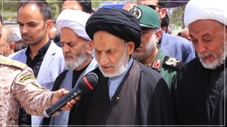 اقامه نماز بر پیکر مطهر شهید دفاع مقدس رجب حسین زاده در بیرجند