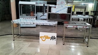 میز کار استیل صنعتی سینک دو لگنه و تک لگن وان شست و شو آشپزخانه آبچکان صنعتی بازار طلایی ۰۹۹۳۸۸۵۸۰۸۴