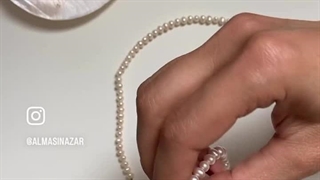 گردنبند - گوشواره و دستبند مروارید ریز اصل(پرورشی) با قفل نقره برند الماسین آذر