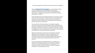 Nurturing Young Minds: Inside Cherubs Montessori School in Bangalore