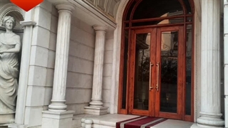 درب لابی شیشه ای چوبی