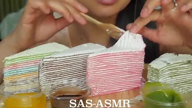 Peach Vanilla Crepe Cake 桃子香草千层蛋糕 Gâteau de crêpe à la vanille vanille et à  la pêche ASMR - YouTube | Makanan