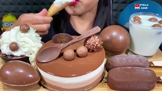 ASMR TRIPLE CHOCOLATE MOUSSE CAKE, MAGNUM ICE CREAM, KINDER SURPRISE, MUKBANG MASSIVE Eating Sounds