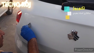 صافکاری بدون رنگ درب صندوق تیبا ۲ در تکنوروژ کرج تهران 09125347336